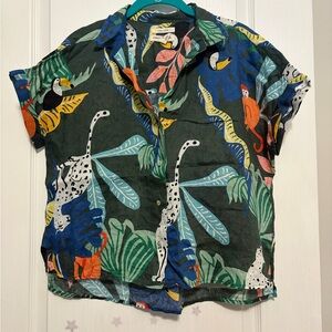 Christian Siriano Tropical Jungle Top Size S Linen
